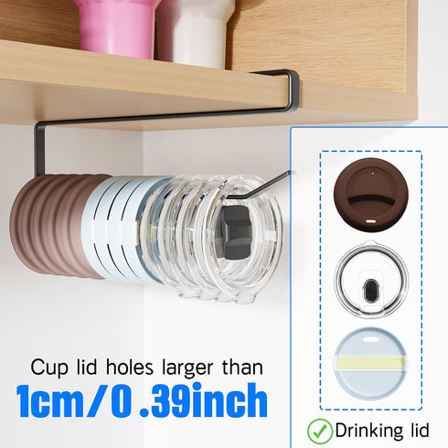 Poerlve Cabinet,6PCS Tumbler Lid Organizer Inside Coffee Mug Holder, Space Saving Cup Rack for Kitchen Storage