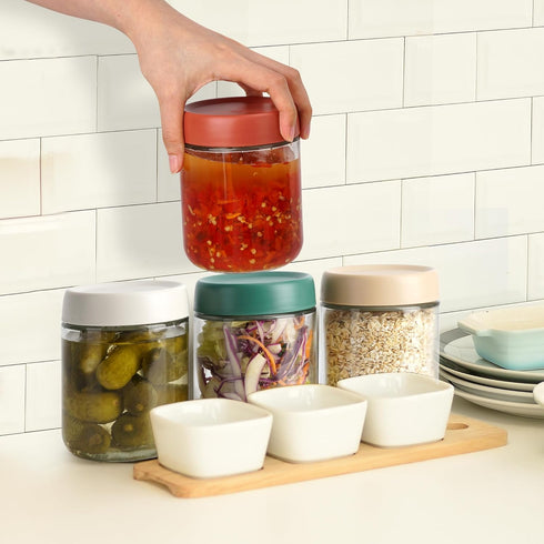 EONJOE 4-Pack 16oz Overnight Oats Containers with Lids Glass Mason Jars Meal Prep Salad Food Cereal Snacks Pudding