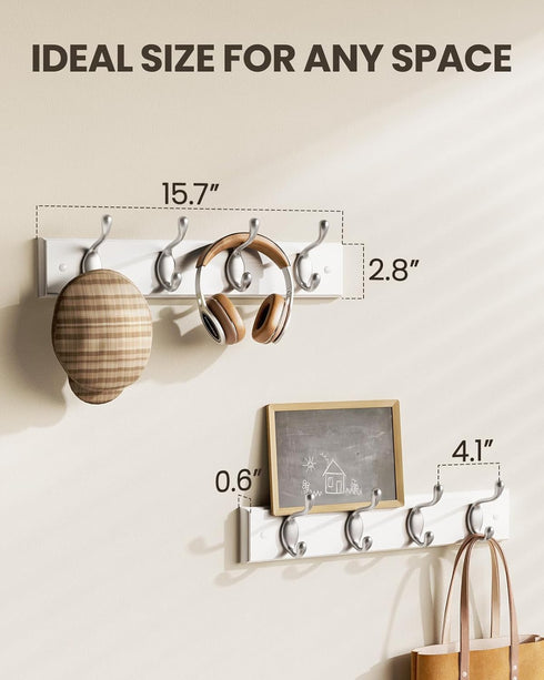 AMADA HOMEFURNISHING Coat Rack Wall Mount, 2 Pack Wall Hooks for Coats and Hats - White