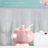 Porcelain Sugar or Salt Bowl with Lid and Spoon, Ceramic Spice Keeper, 9 Ounce, Pearlescent Pink Design
