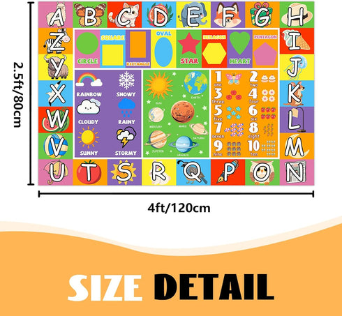 2.5 4 Kid Rug ABC Rugs for Playroom, Alphabet Rug for Bedroom Educational Learn Preschool Rugs Nursery Toddler Kids