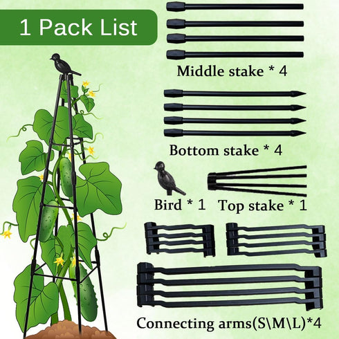 47" Indoor-1 Pack Garden Trellis, Plant Trellis for Potted Plants Flowers Vegetables and Vines,Tomato Cage Tower,Garden