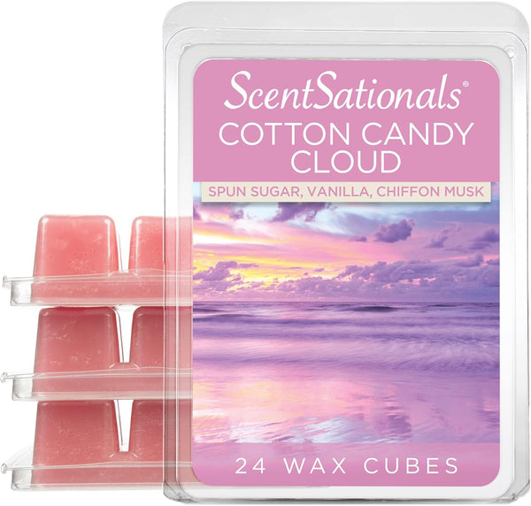 Scentsationals Wax Melts, Cotton Candy Cloud, Long Lasting Scented Melts for Warmer, 10oz (24-Cubes)