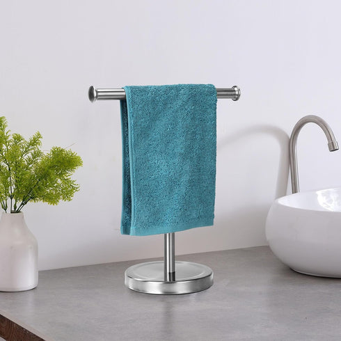 Songtec Hand Towel Holder Stand for Bathroom Vanity Countertops, Fingertip Towel Rack, T-Shape Holder