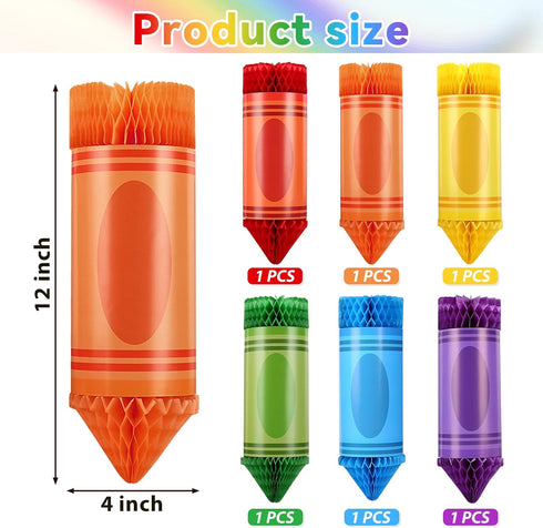 6PCS (6 LIHAO Classroom Decor Back to School Decorations, First Day of School Decorations, Hanging Crayon Pencil
