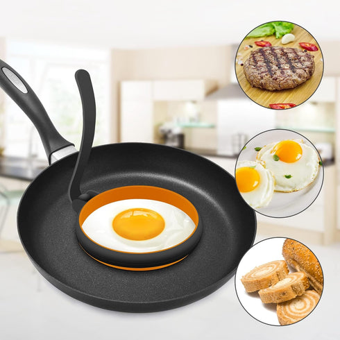 4pcs, 3.5 Inch, Mcmuffins GOYLSER Silicone Egg Rings, Black, Egg Maker, Pancake Patties & English Muffin, Foldable