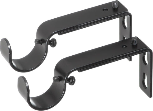 Ivilon Adjustable Brackets for Curtain Rods, Set of 2 - Black for 1 or 1 1/8 Inch Rods