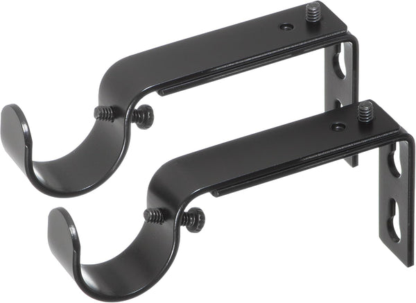 Ivilon Adjustable Brackets for Curtain Rods, Set of 2 - Black for 1 or 1 1/8 Inch Rods