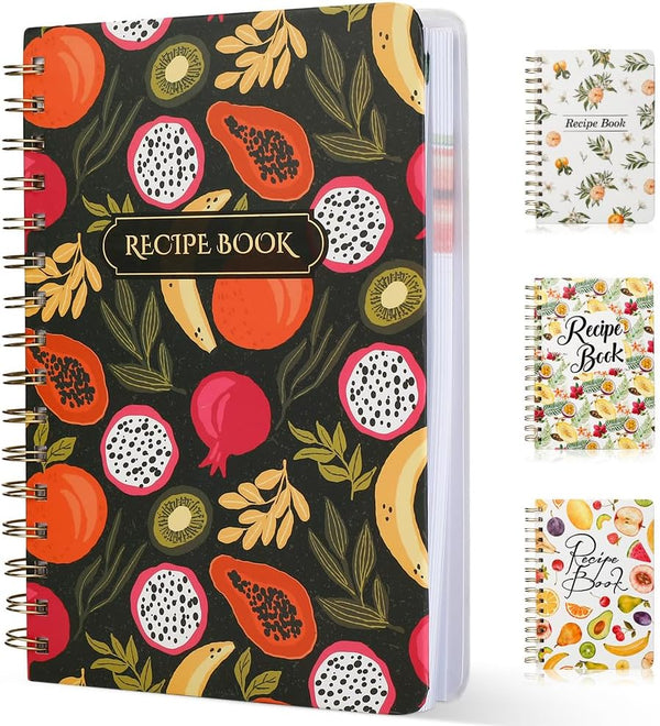 Recipe Book Waterproof Hardcover: Simplified Family Recipe Notebook for 120 Recipes, Black