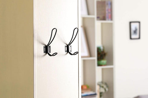 Rustic Entryway Hooks, 10 Pack Black Wall Mounted Vintage Double Coat Hangers with Large Metal Screws