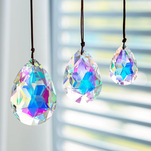 3Pcs 2/2.5/3 inch Crystal Prisms Sun Catchers Chandelier Colorful Bauhinia Ornament Pendants Rainbow Maker Suncatchers