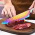 Rainbow Knife Set with Acrylic Block, Kitchen Knives Set, Thick Blade Cutlery for Home & Pro Use, Teal Handle