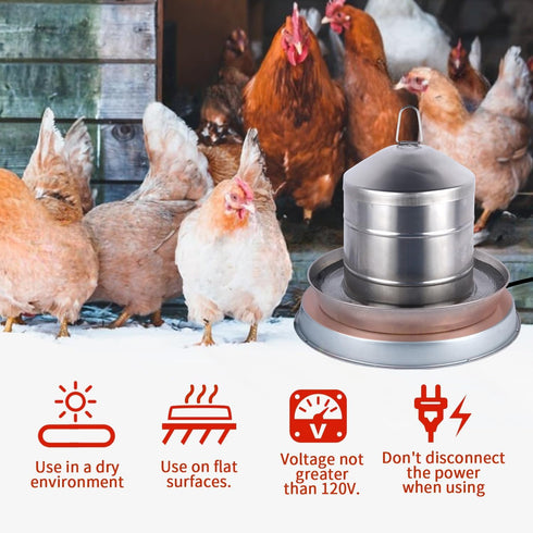 2Pack 9.8ft Dia.11in Chicken Water Heater for WinterHeated Poultry Waterer Base,with Thermostat and Power Cord