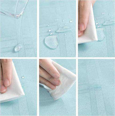 JUCFHY Solid Plaid Jacquard Spring Easter Table Cloth, Wrinkle Resistant Decorative Tablecloth, 52 X 70, Turquoise