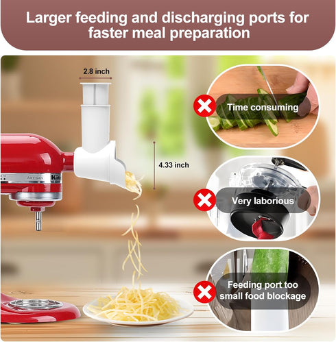 Slicer/Shredder Attachments for KitchenAid Stand Mixers, Food Slicers Cheese Grater Attachment with 3 Blades