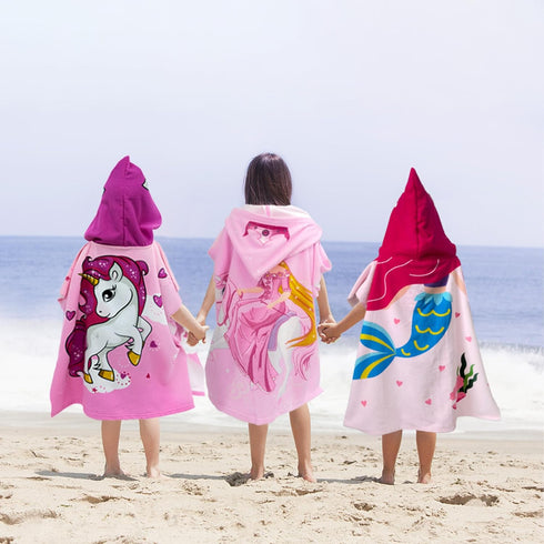 4 10 30x30 growell Hooded Kids Beach Towels - Toddler Bath Towel Girls Boys Swim Cover-ups for Ages to Kids Pool Towels