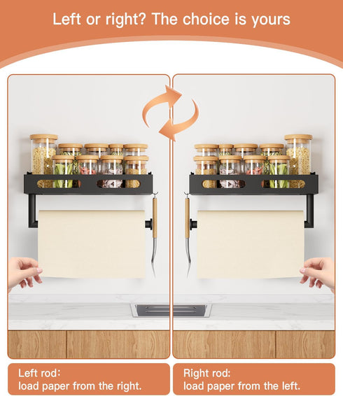 4 Paper Towel Holder Wall Mount for Kitchen, One-Handed Tear, Bathroom Paper Towel Holder with Shelf, RV Paper Towel