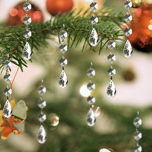 XINGXIA Christmas Ornaments Crystal Tree Decorations, 30Pcs Acrylic Clear Hanging Crystals for Centerpieces