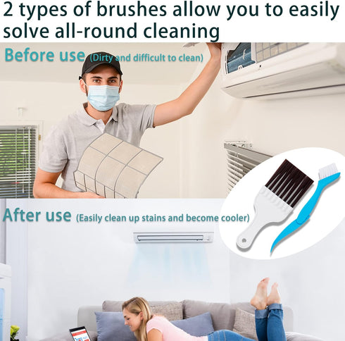 5 Pcs Air Conditioner Fin Cleaner Set, 3 Different AC Fin Comb, 2 Different Brush for Evaporator Radiator Repair