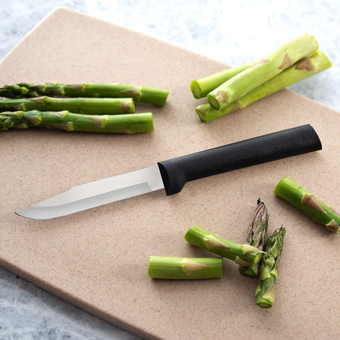 Regular Paring Knife (W201) by Rada Cutlery, 3.25" Stainless Steel Hollow Ground Blade, Black Handle, Pack of 2, Made