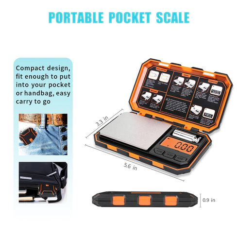Fuzion Digital Pocket Scale, 500g x 0.01g Mini Scale with LCD Display, Tare Function for Food, Jewelry, Coin