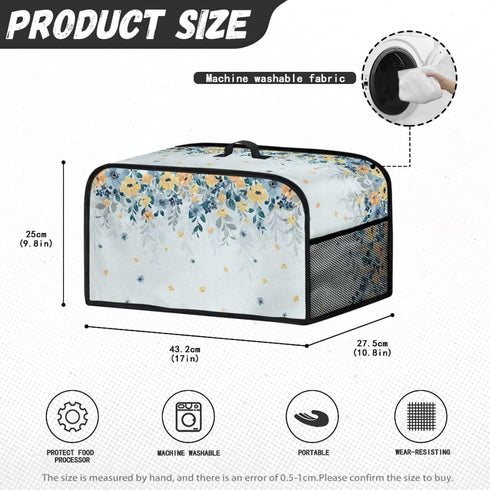 Blue Yellow Flowers Slow Cooker Dust Cover - Trendy Air Fryer Cover for Most Kitchen Appliances, Washable