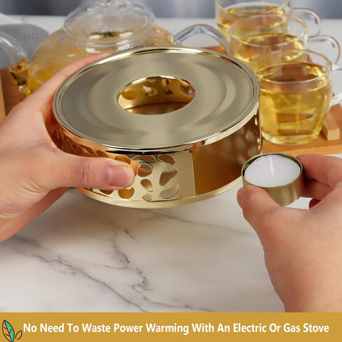 KAYCROWN Teapot Warmer, Stainless Steel Tea Warmer with Candle Holder for Heating Tea, Coffee, Milk