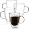 CNGLASS Large Glass Coffee Mugs 17oz,Double Walled Insulated Clear Coffee Cups with