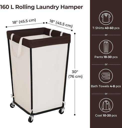 160L GRANNY SAYS Rolling Laundry Basket, Laundry Hamper with Wheels, Large Laundry Cart with Removable Bag, Clothes