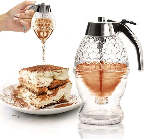 Zyntrytong Honey Dispenser,Honey Dispenser No Drip,ABS Honey Pot with Stand, Maple Syrup Honey Container, No Drip Syrup