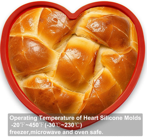 QTECLOR Silicone Heart Shaped Cake Pans, Nonstick Heart Cake Mold for Cakes and Brownies