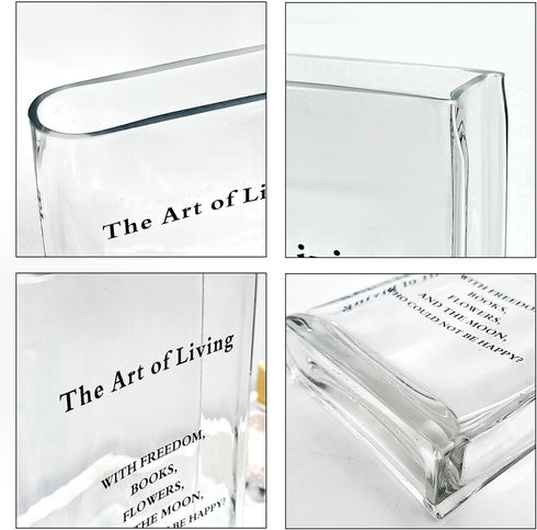 Aoderun Book Vase for Flowers Clear Glass Vase for Book Lovers Unique Flower Vase for Bookshelf Living Room