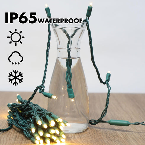 50Count 6" White,Commercial LAMPHOME String Lights, LED Christmas Lights, SPACING,Green Wire,Warm Grade