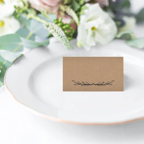 25 Rustic Kraft Tent Table Place Cards for Wedding, Thanksgiving, Christmas, Holiday, Catering, Banquet Party
