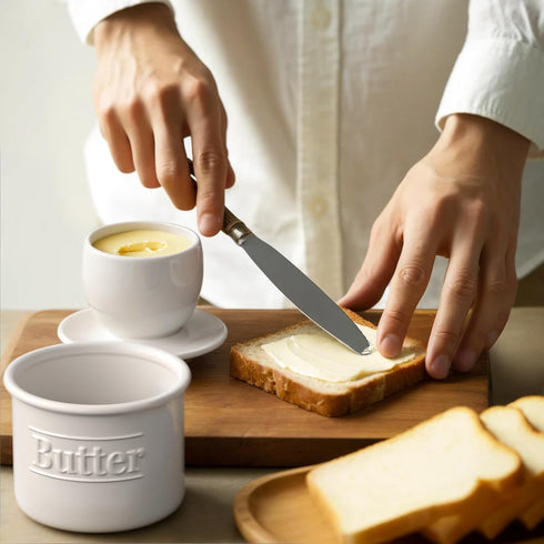 Counter Premium Butter Crock with Lid - Original Design French Butter Dish - Beautiful Ceramic Butter Keeper