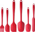 MaxDare Silicone Spatulas and Spoon Set, One-Piece Design, Heat Resistant, Non Stick, Set of 6, Red