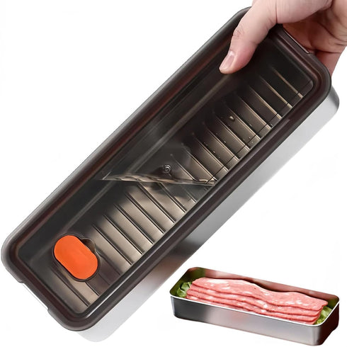 Bacon Container for Refrigerator, Airtight Stainless Steel Deli Meat Storage Containers for Kitchen Food Storage