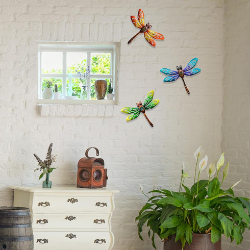Yonivexis Metal Dragonfly Wall Decor, Outdoor Hanging Art for Living Room, Bedroom, Fence, Garden Decor, Style1