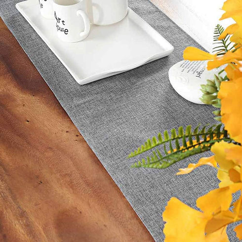 Gray Burlap Table Runner, Natural Imitated Linen 14 x 48 Inch for Party, Wedding, Baby Shower, Farmhouse Dining