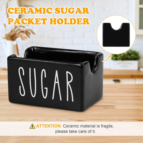 Packet Ceramic Sugar Holder for Coffee Bar, Caddy, Container, Dispenser, Organizer for Table, Office, Hotel, Restaurant