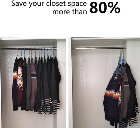 CBTONE 6 Pack Closet Space Saving Hangers - Multi-Purpose Metal Magic Cascading Hangers with Updated Hook Design for