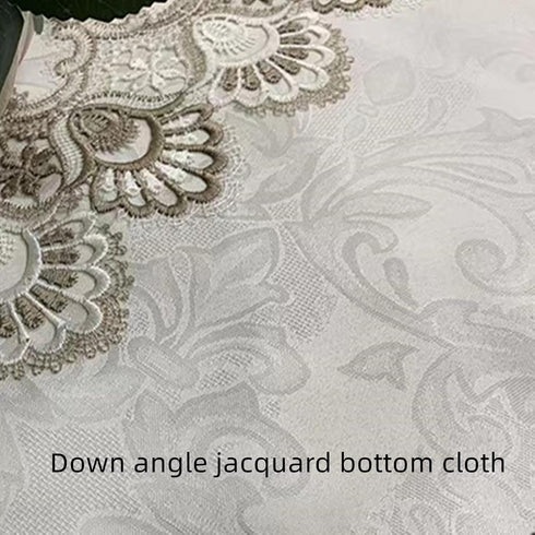 ZMNSZBD (23.6''x47'') Beige Embroidered Coffee Table Cover Rectangular Dust Cover