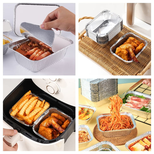Small Aluminum Pans with Lids (40 Pack - 5"×4") 1 LB Capacity Disposable Tin Foil Pans for Cooking Baking Party Meals