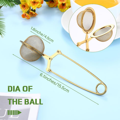 40 Yinder Pcs Loose Leaf Tea Infuser Stainless Steel Mesh Snap Tea Ball Strainers with Handle Metal (Gold)