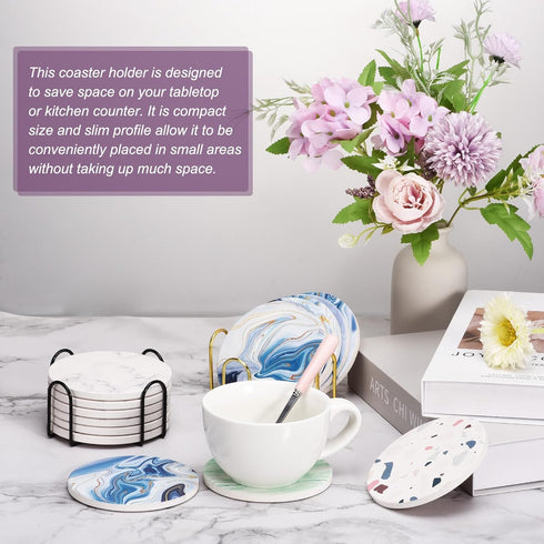 uxcell Coaster Holder, 2pcs 2.17" Iron Metal Storage Rack for Round and Square Coasters