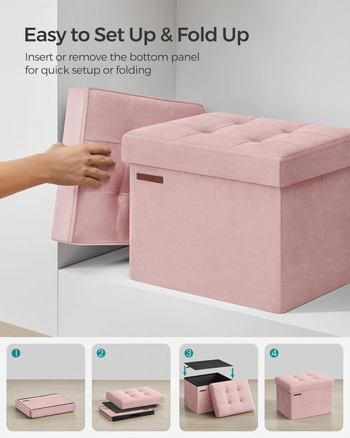 12.2 16.1 Inches 286 lb, ULSF200R01 SONGMICS Storage Ottoman, Foldable Small Ottoman Foot Rest, x Foot Stool, Load up