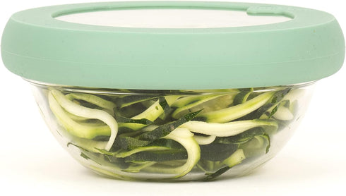 Food Huggers Gradual Green Replacement Lids for Glass Storage Containers, Silicone & Glass Lids, 100% Plastic Free, 1