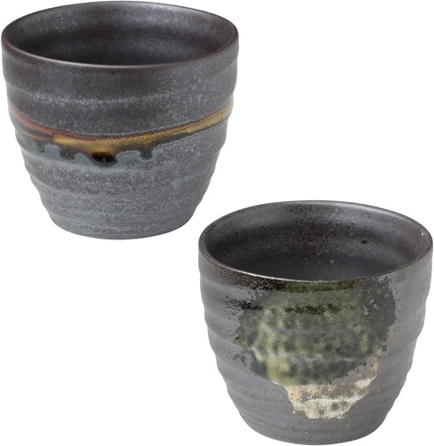 Asayu Japan Handpainted Glazed Ceramic Tea Cups Set of 2, 6.7oz (200ml),