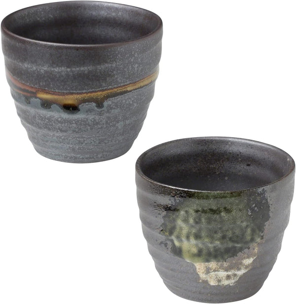 Asayu Japan Handpainted Glazed Ceramic Tea Cups Set of 2, 6.7oz (200ml),