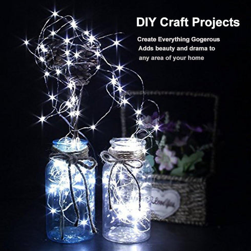 YKB 12 PCS White LED Fairy String Lights, Battery Powered, 20 Micro LEDs on 3.3ft Silvery Copper Wire